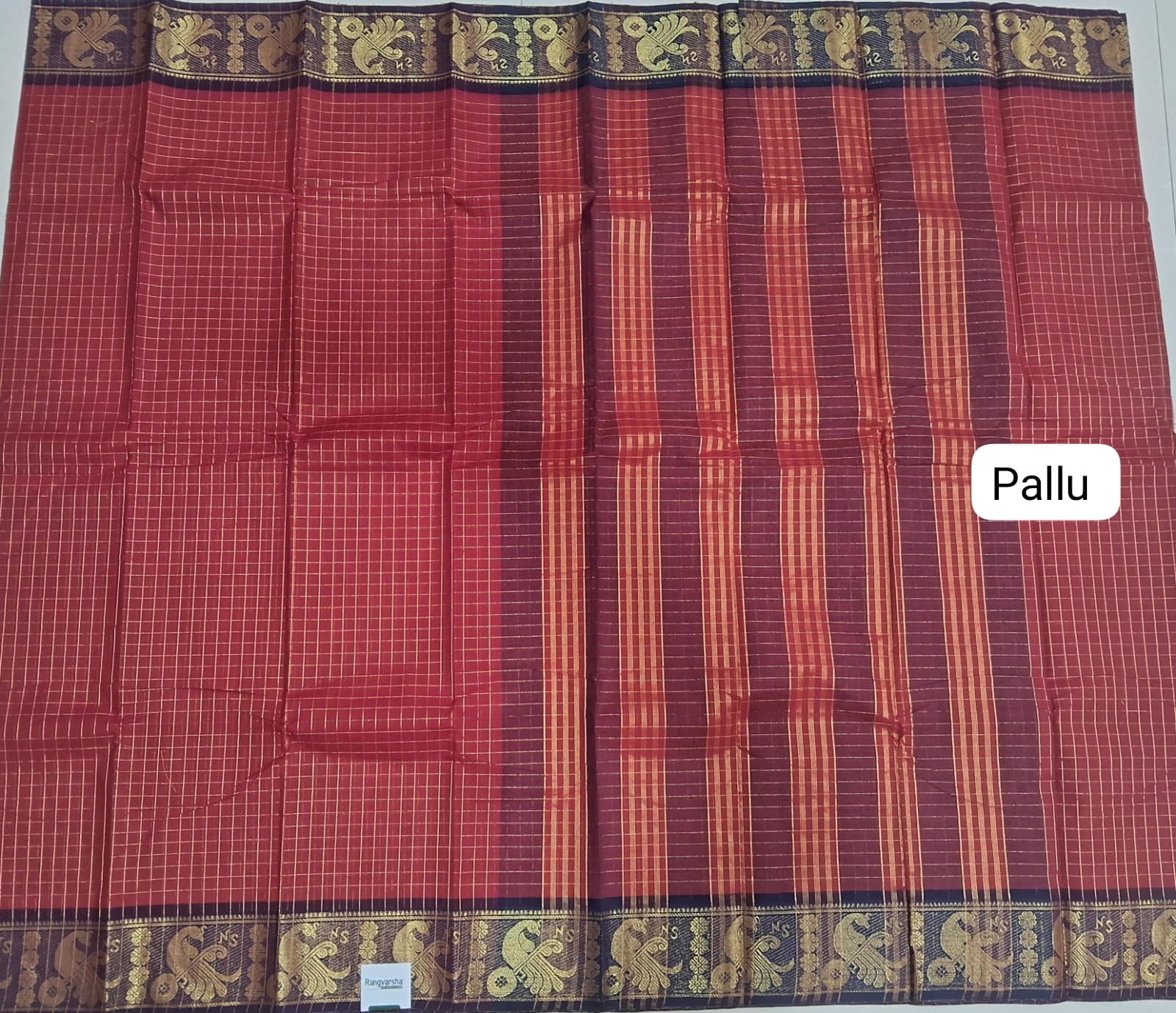 Red Kanchi Cotton Saree pallu