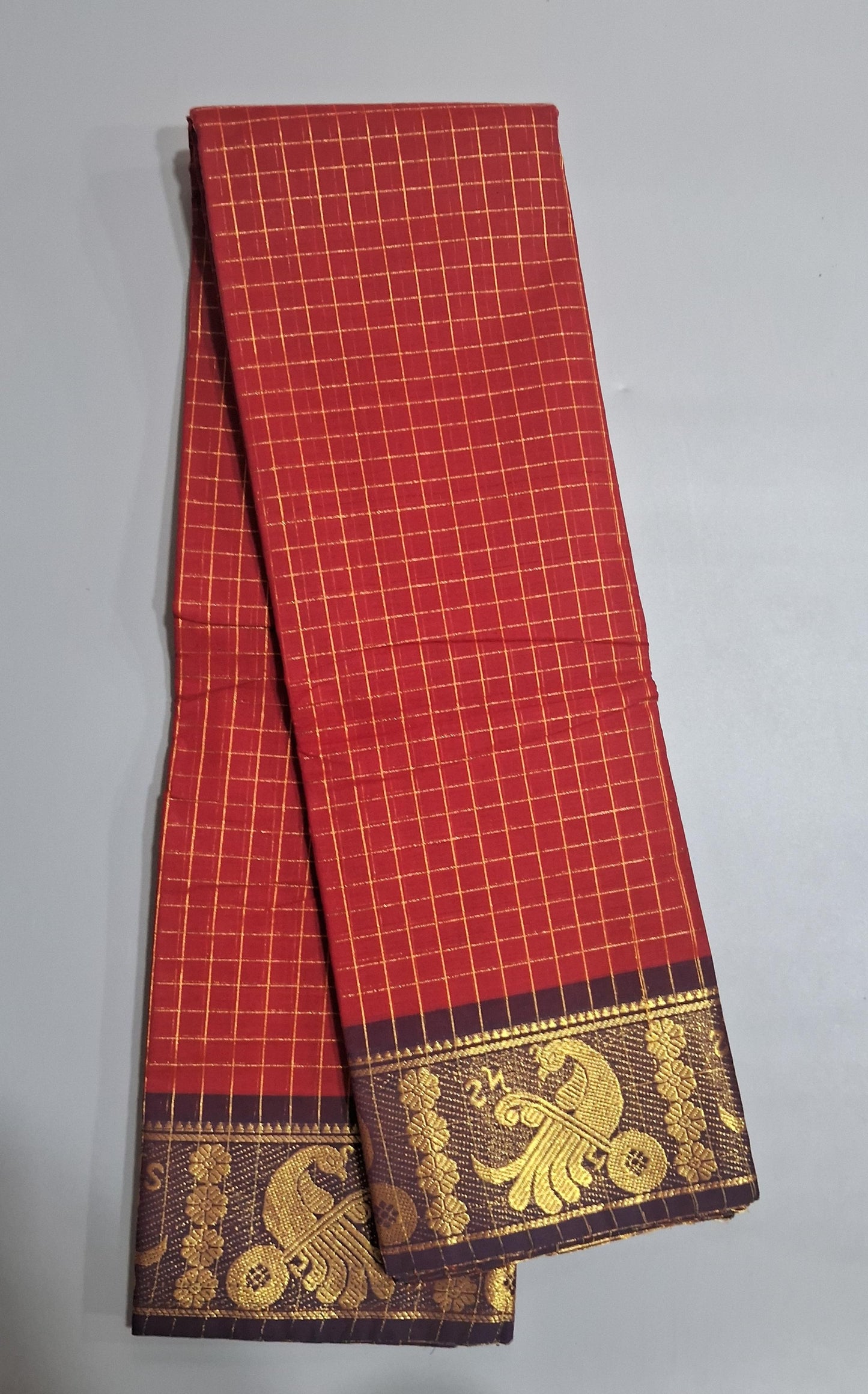 Red Kanchi Cotton Saree