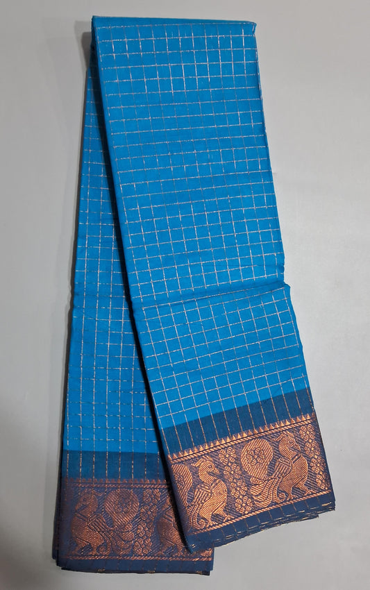 Sky Blue Kanchi Cotton Saree