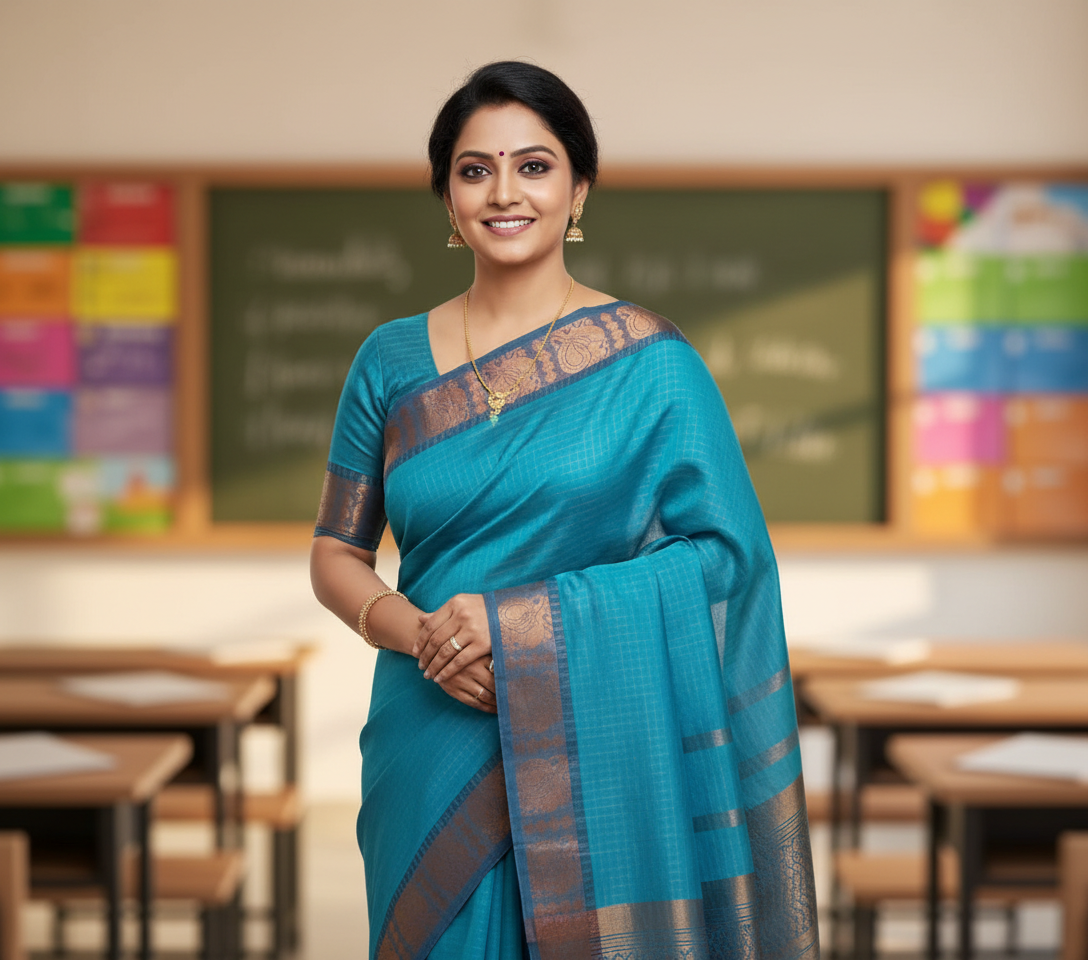 Baby Blue Kanchi Cotton Saree 