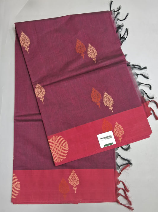 Maroon Korvai Kanchi Cotton Saree