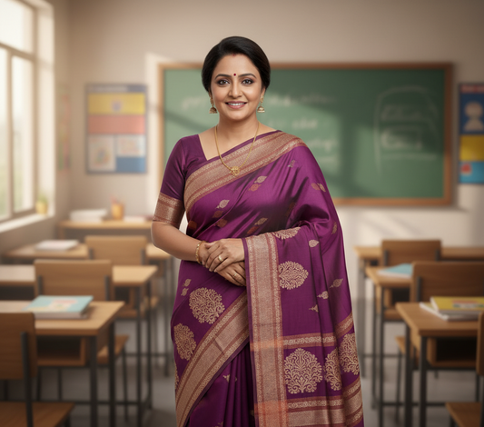 Elegant Maroon Kanchi Weave saree