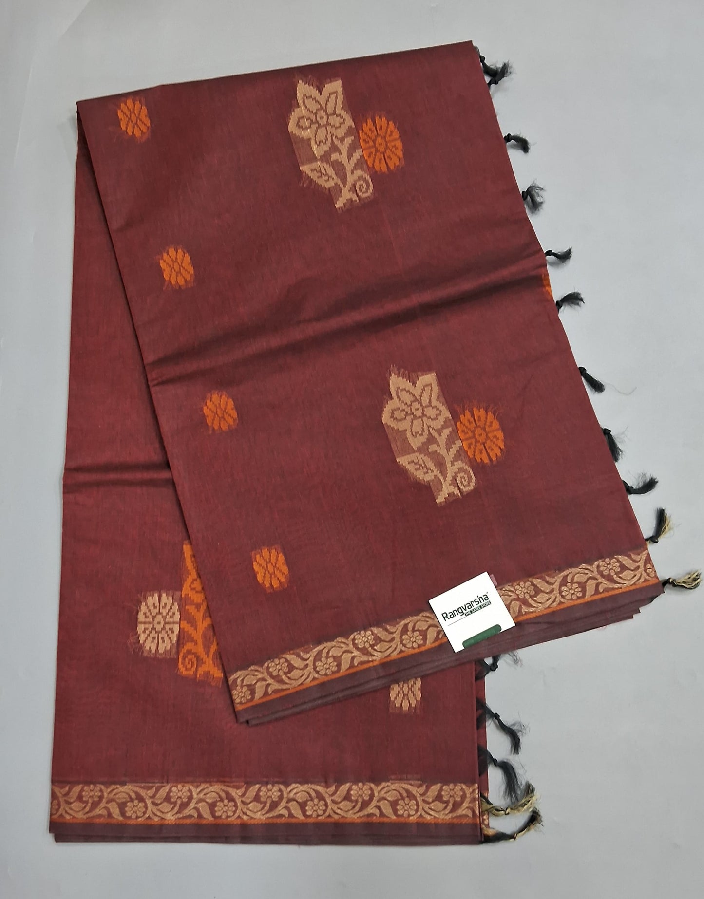 Brown Korvai Kanchi Cotton Saree