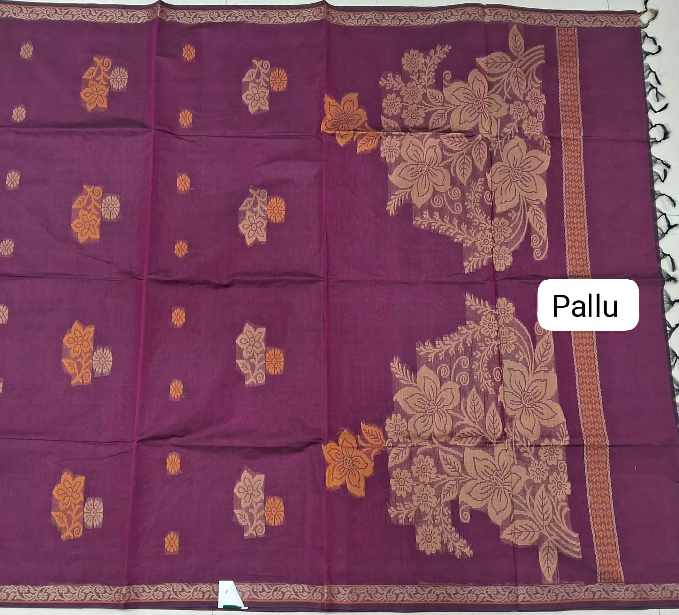 Deep Purple Korvai Kanchi Cotton Saree pallu