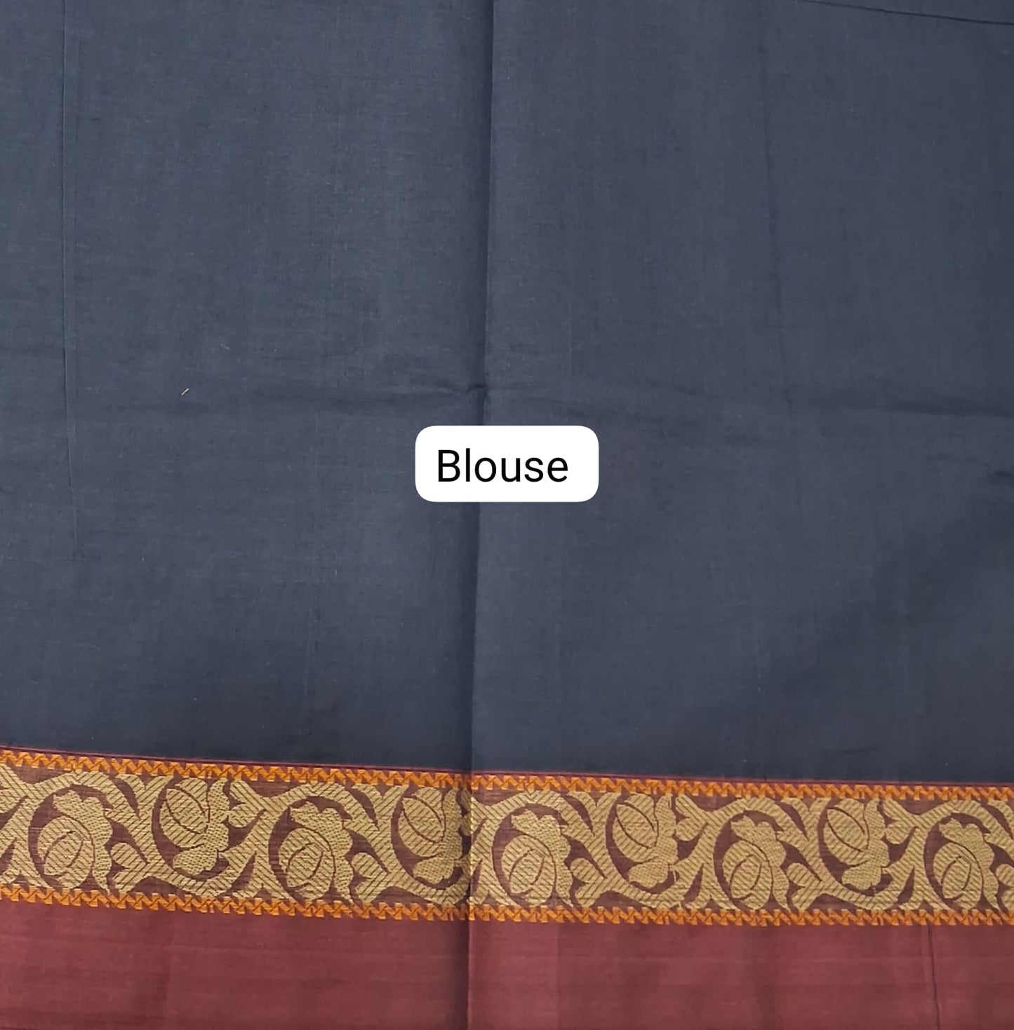 Dark Blue Korvai Kanchi Cotton Saree Blouse