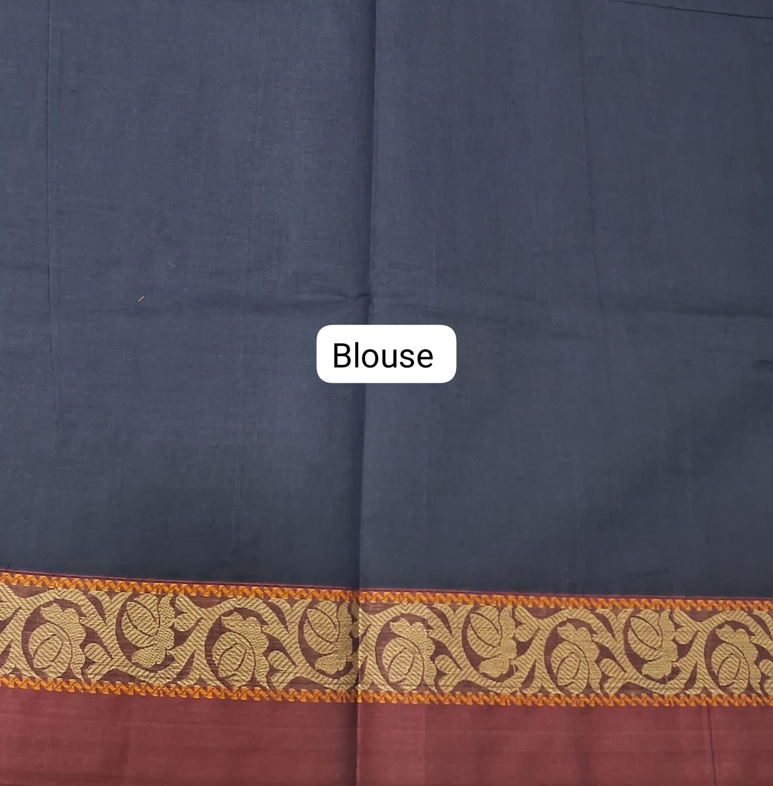 Dark Blue Korvai Kanchi Cotton Saree Blouse