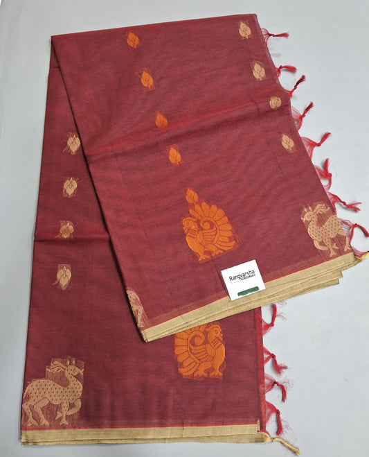 Maroon Kanchi Cotton Saree