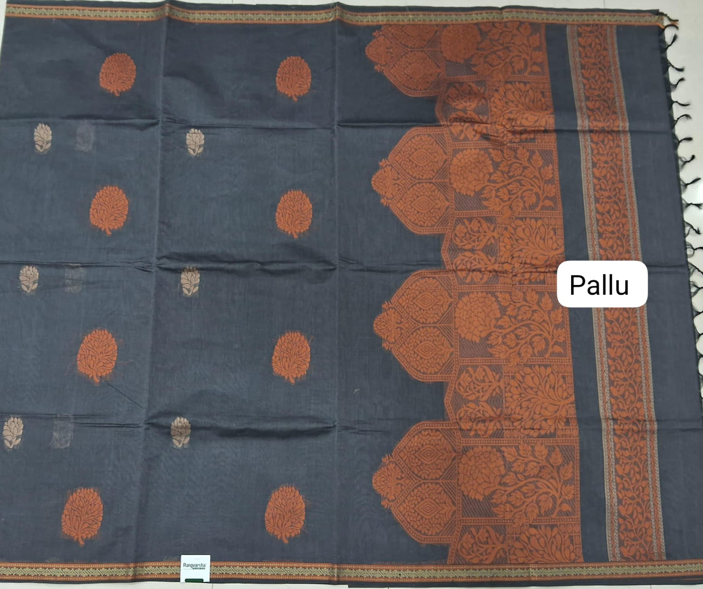 Elephant Grey Kanchi Cotton Saree pallu