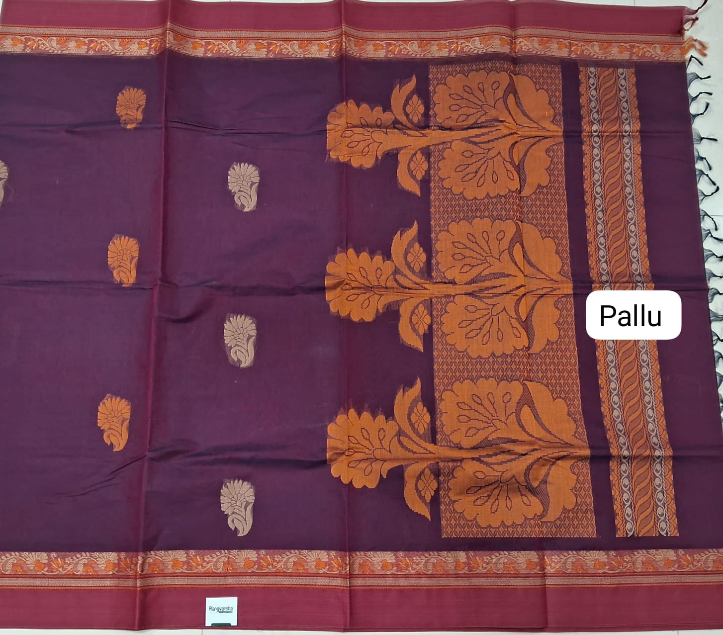 Deep Purple Korvai Kanchi Cotton Saree pallu