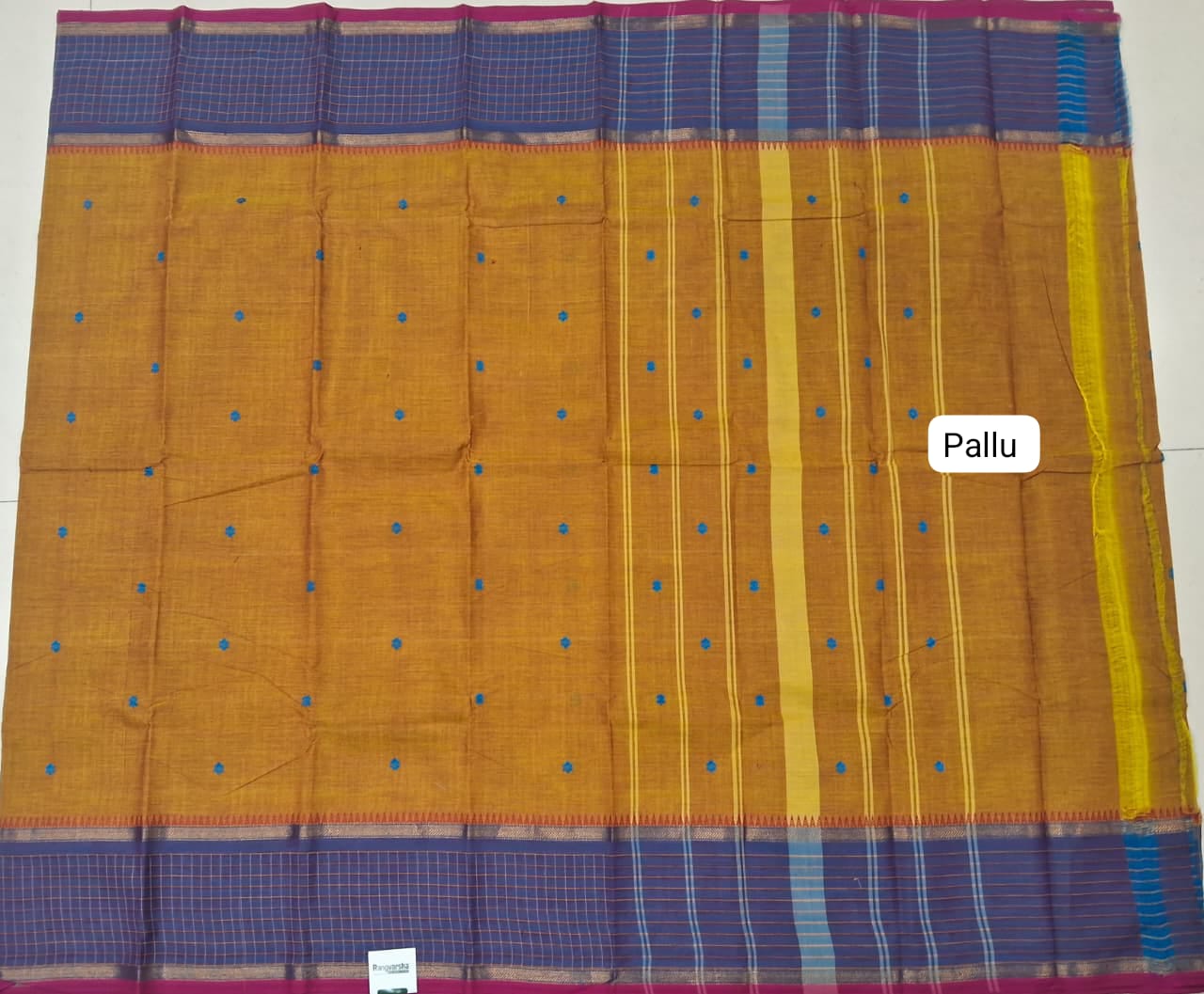 Mango Yellow Kanchi Cotton Saree pallu