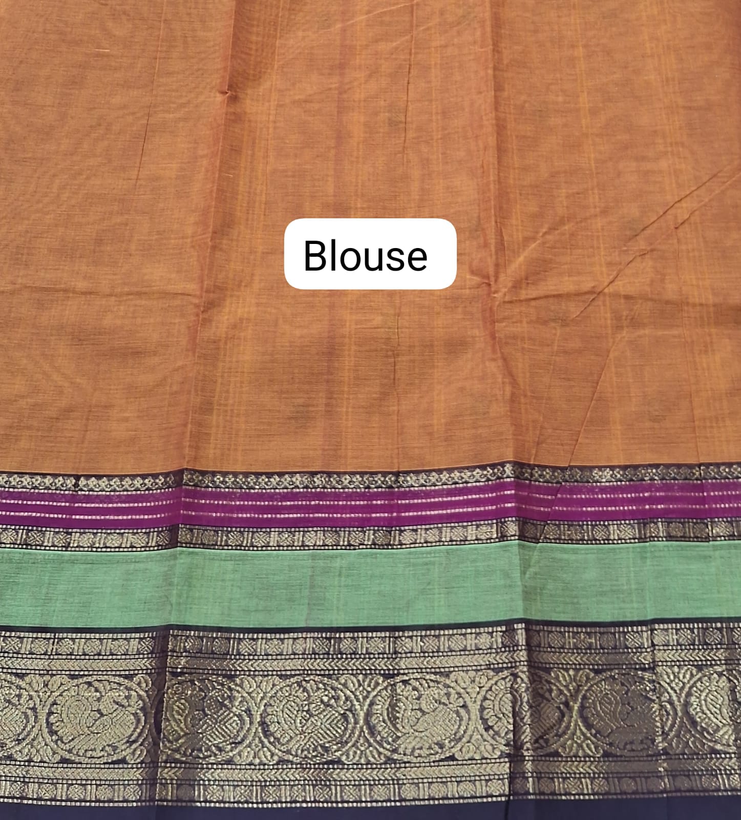 Orange Kanchi Cotton Saree blouse
