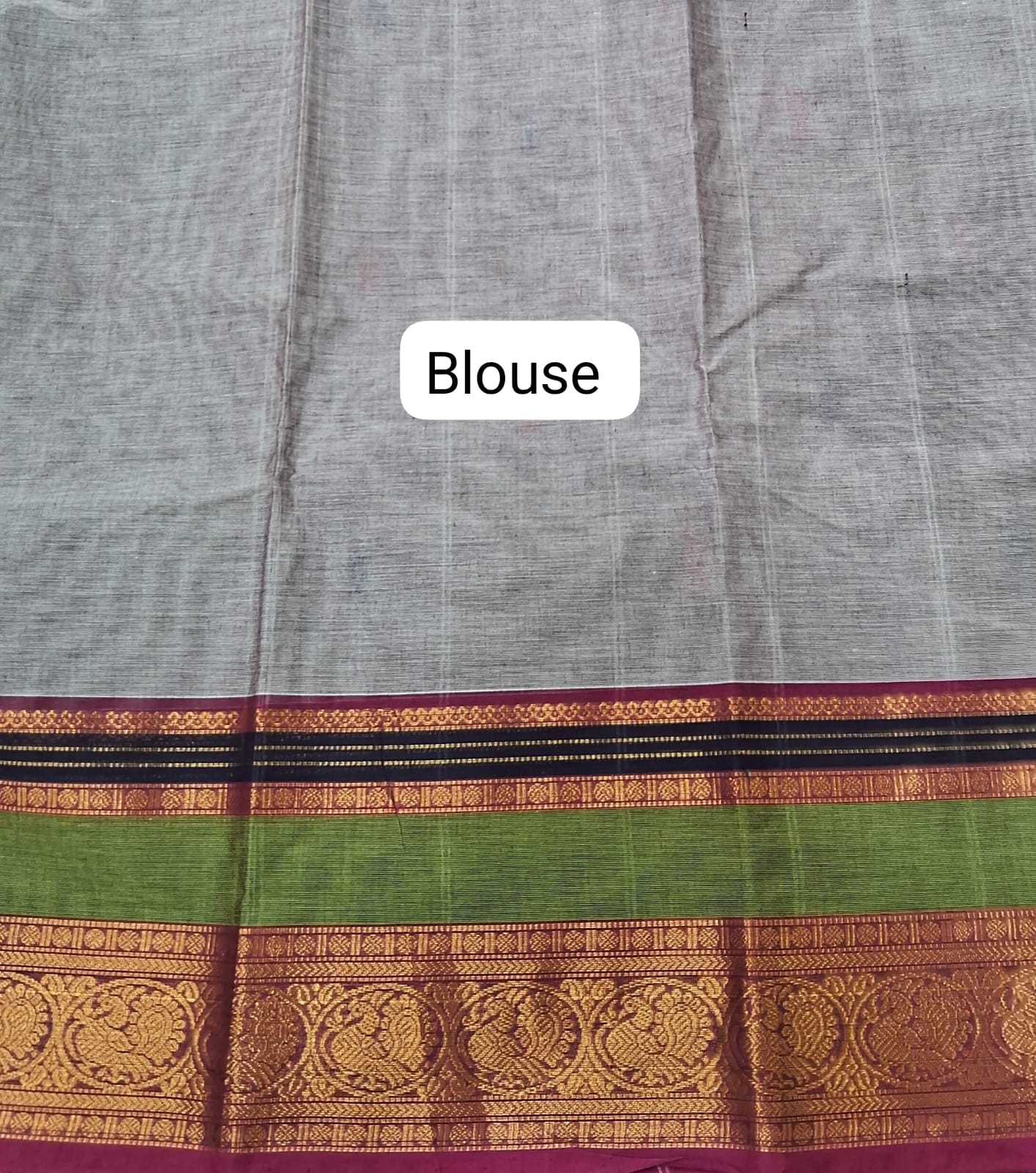 Elephant Grey Kanchi Cotton Saree blouse