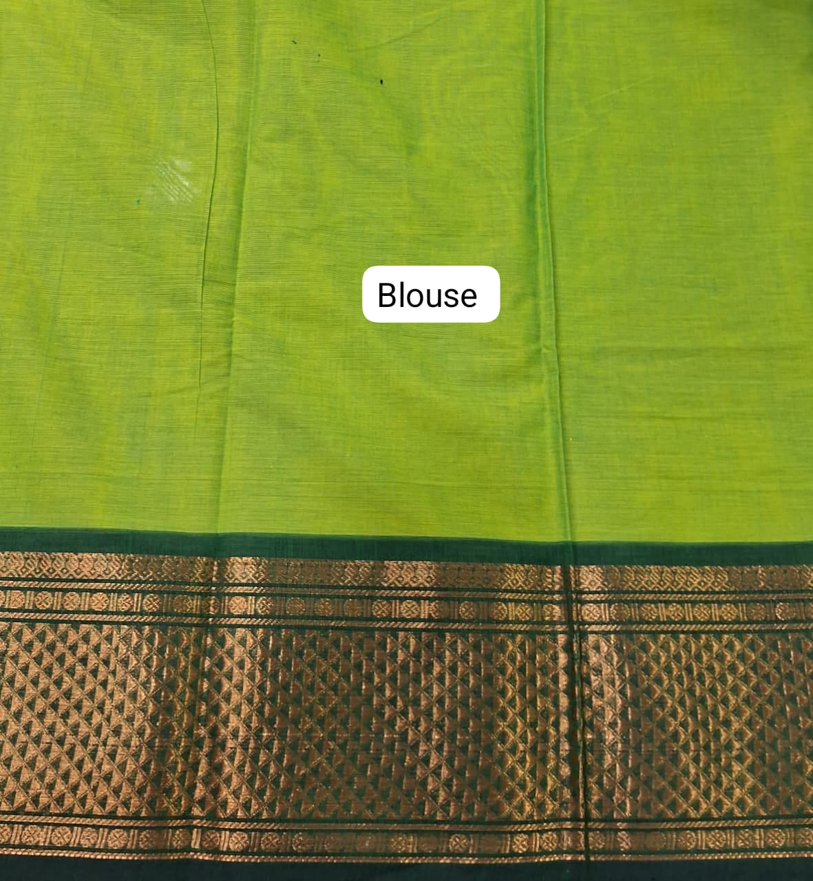 Parrot Green Kanchi Cotton Saree blouse