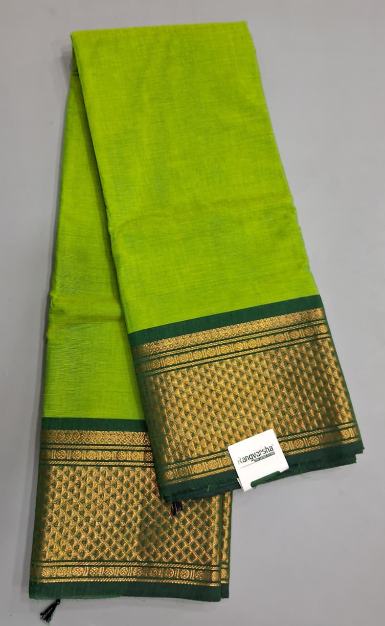 Parrot Green Kanchi Cotton Saree
