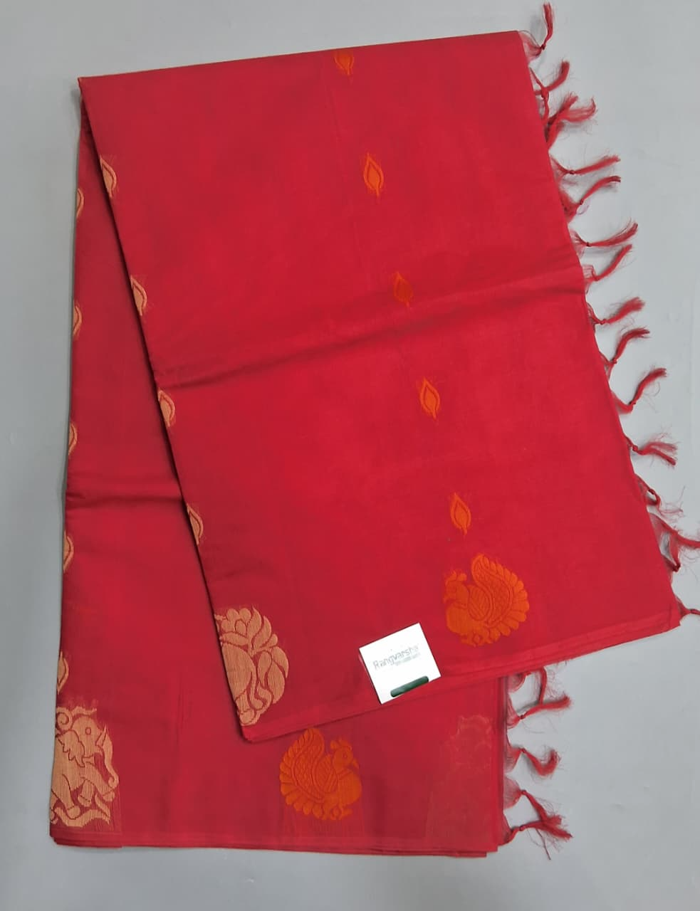 Dark Red Kanchi Cotton Saree