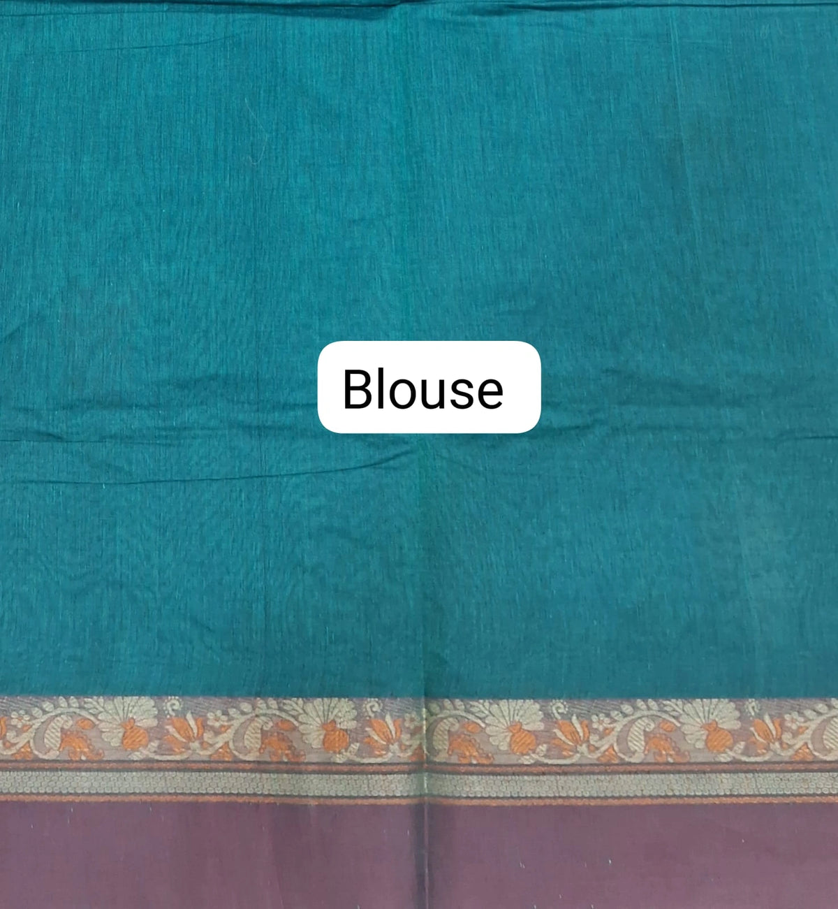 Ocean Teal Blue Kanchi Cotton Saree blouse