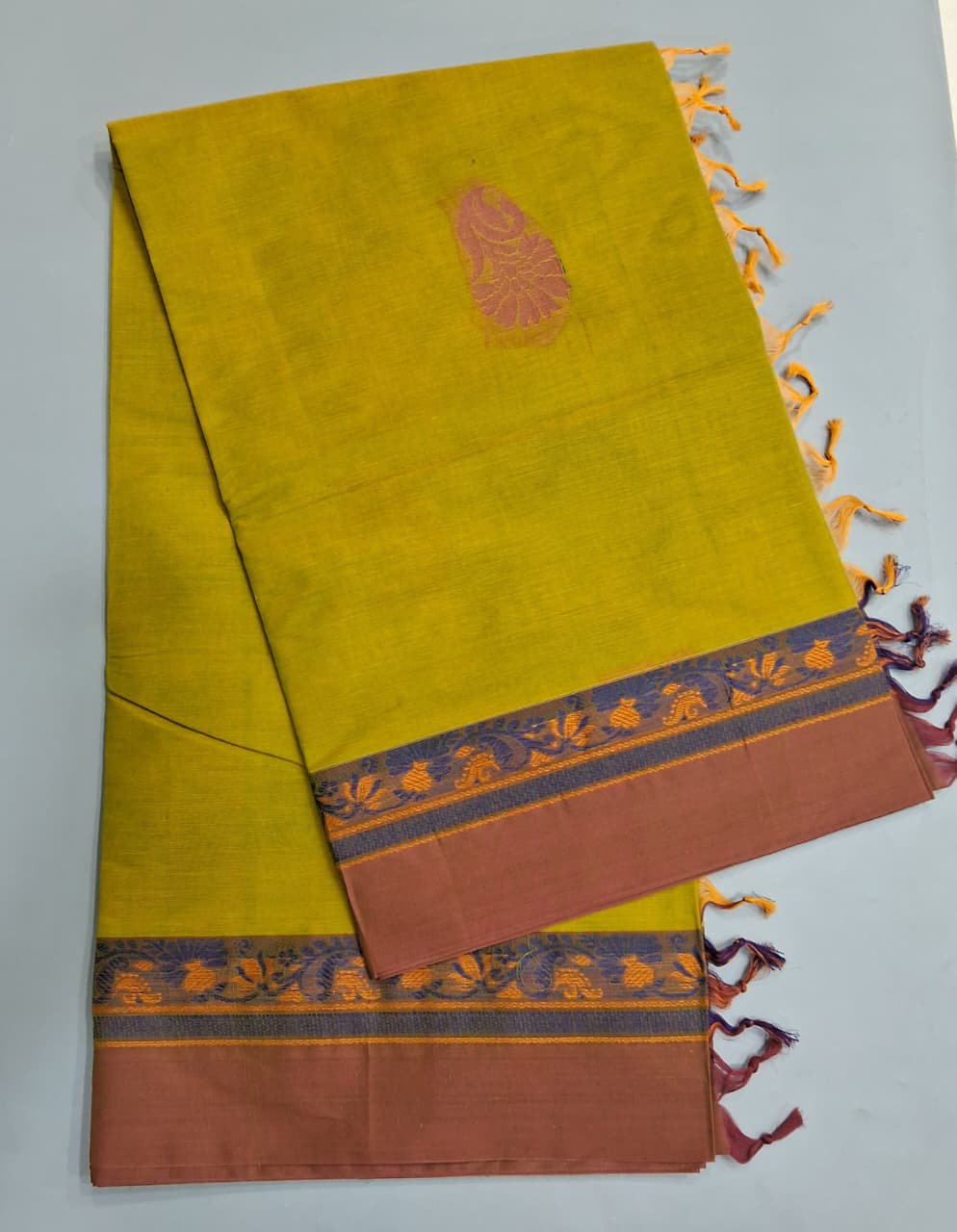 Olive Green Kanchi Cotton Saree