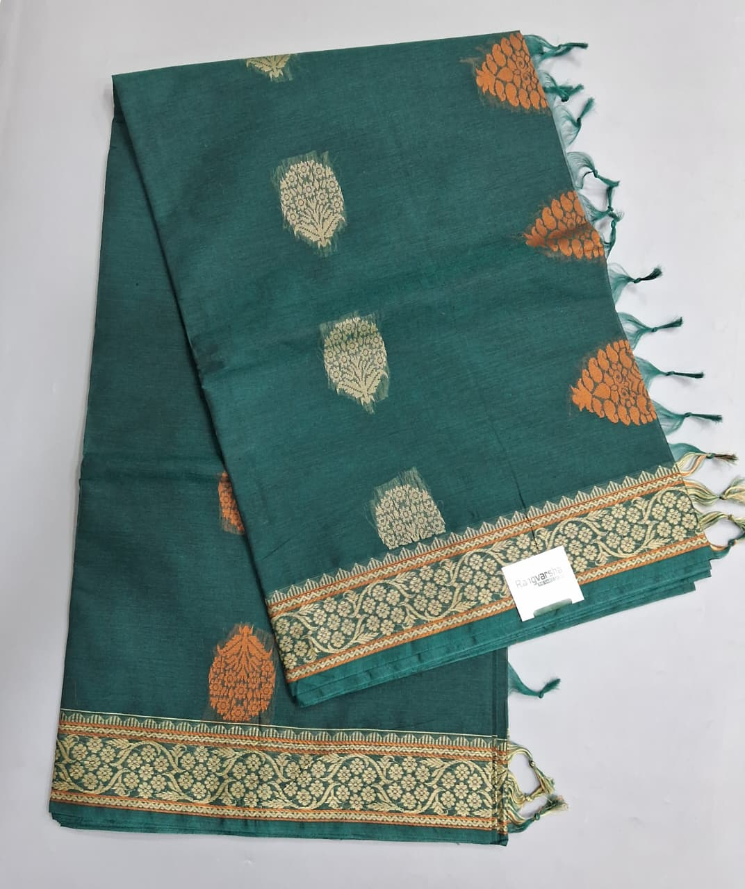 Dark Teal Blue Kanchi Cotton Saree