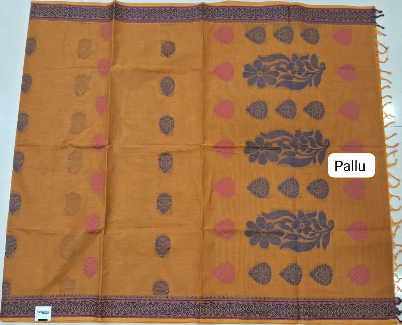 Mustard Yellow Kanchi Cotton Saree pallu