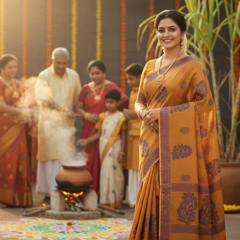 Mustard Yellow Kanchi Cotton Saree 