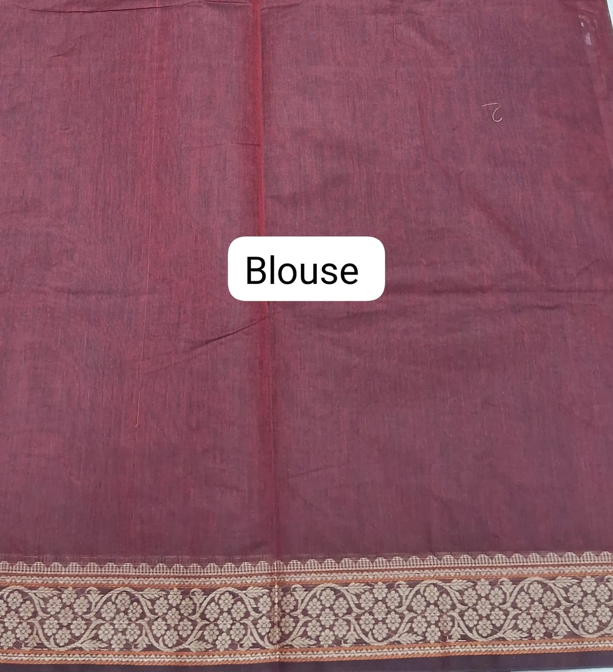 Dark Brown Kanchi Cotton Saree blouse