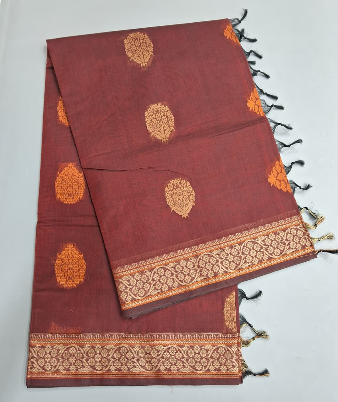Dark Brown Kanchi Cotton Saree