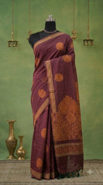 Dark Brown Lightweight Kanchi Cotton Saree 