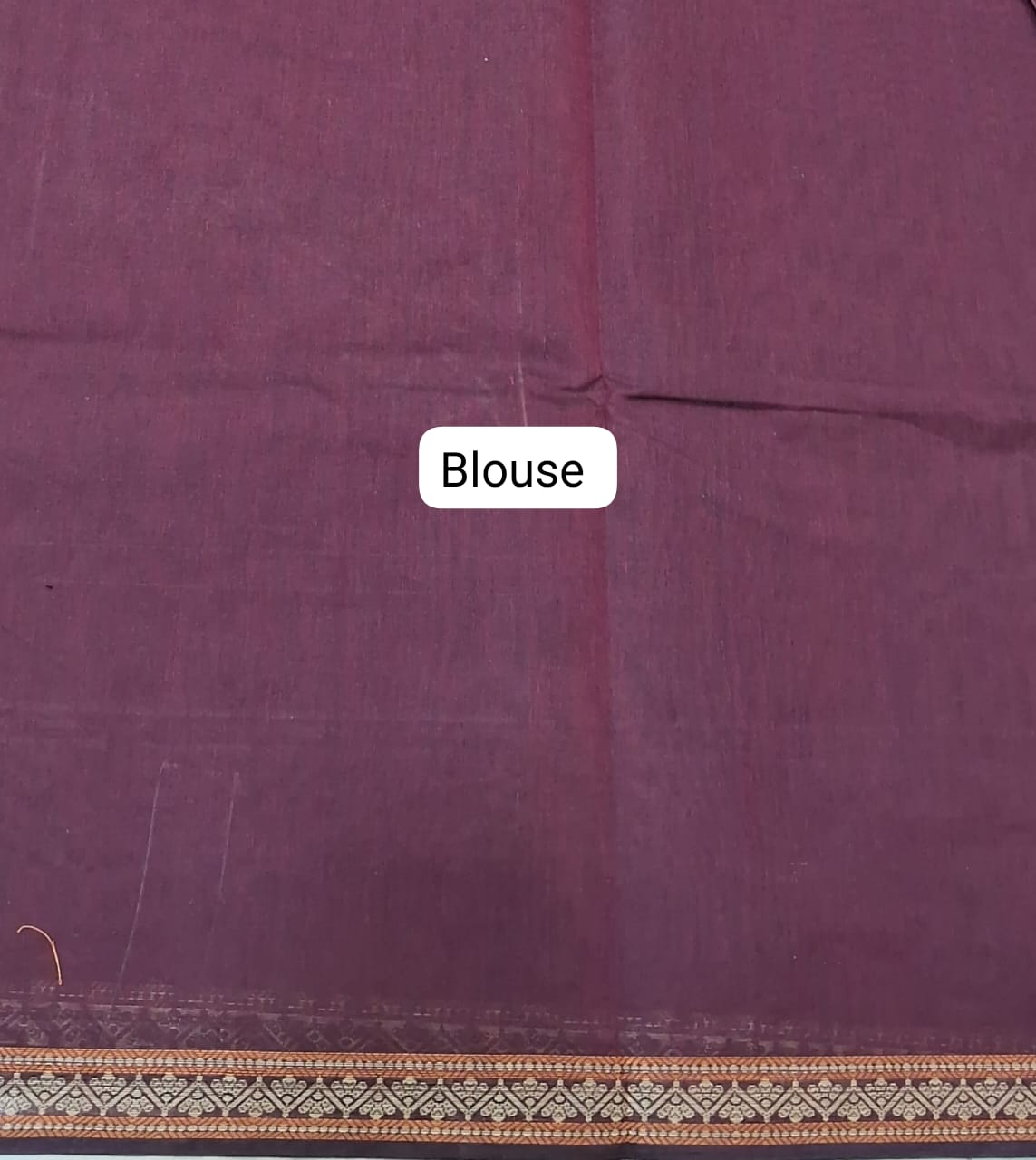 Dark Brown Kanchi Cotton Saree blouse