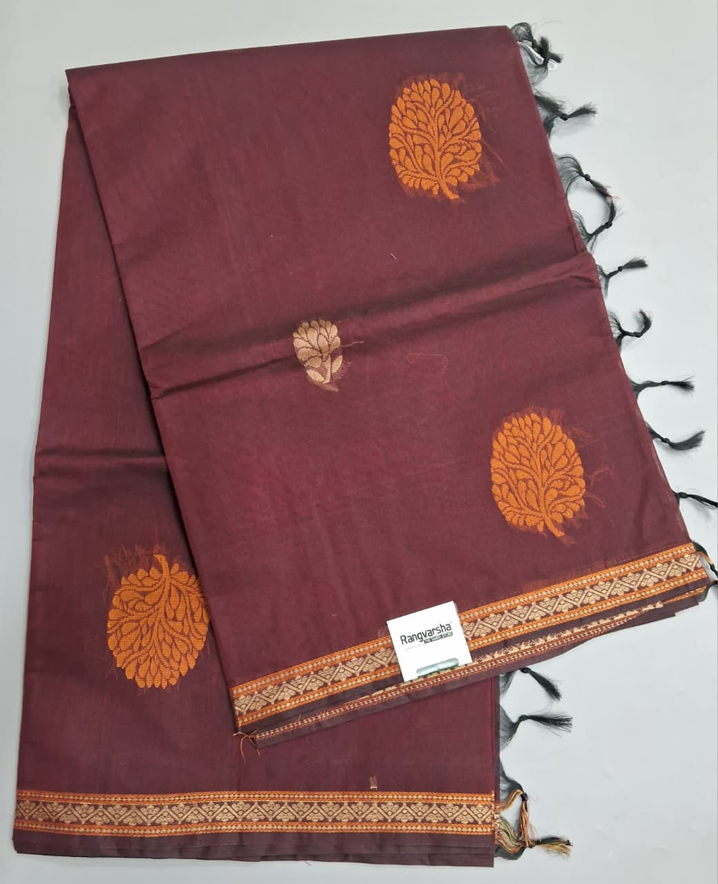 Dark Brown Kanchi Cotton Saree