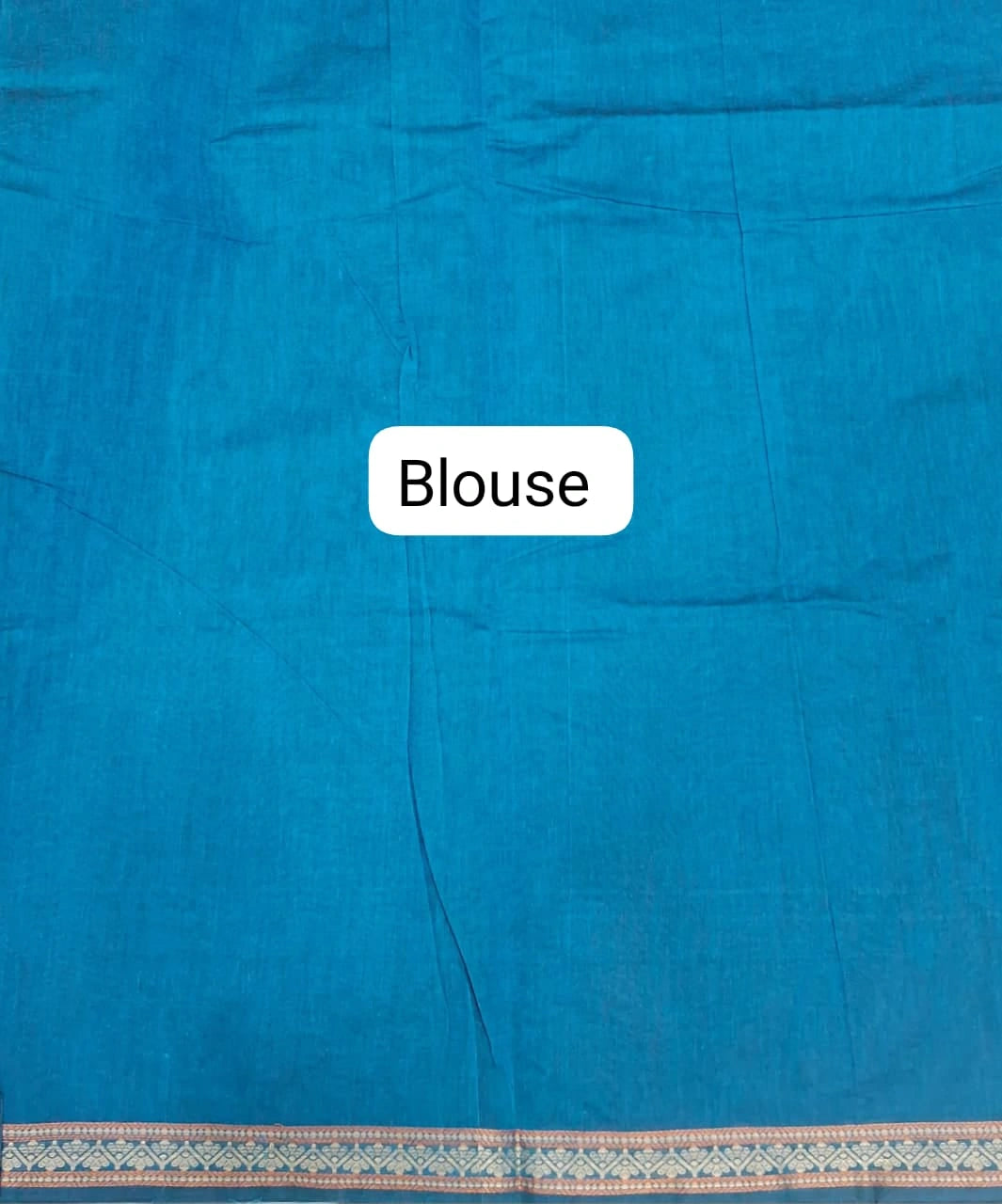 Elegant Caribbean Blue Kanchi Cotton Saree blouse