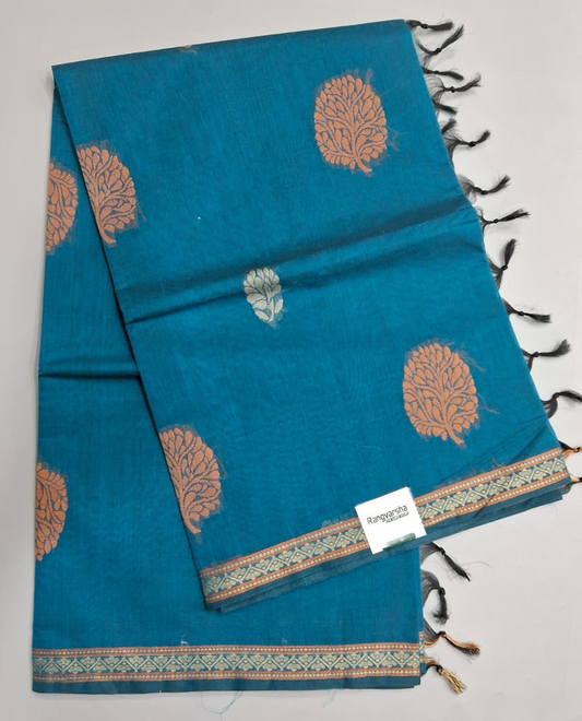 Caribbean Blue Kanchi Cotton Saree
