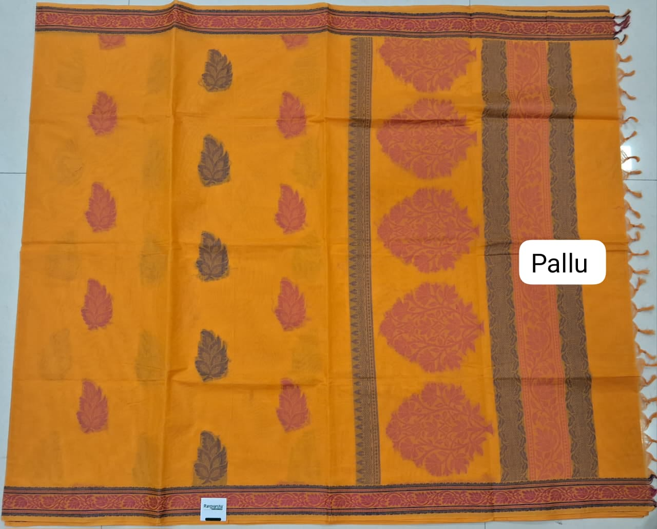 Mango Yellow Kanchi Cotton Saree pallu