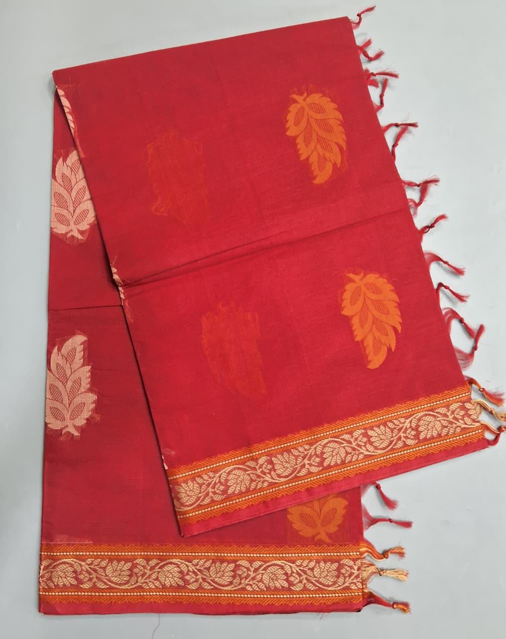 Reddish Pink Kanchi Cotton Saree