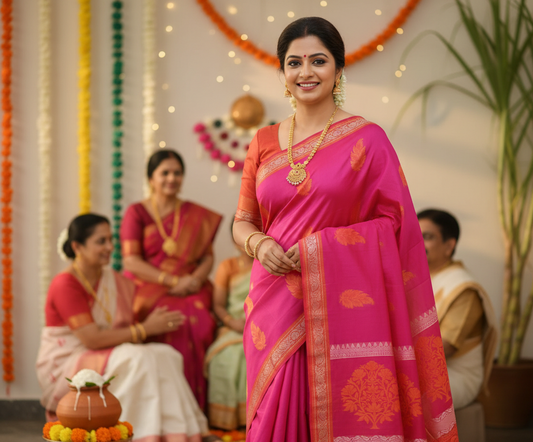 Pink Kanchi Cotton Saree 