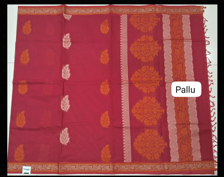Reddish Pink Kanchi Cotton Saree Pallu