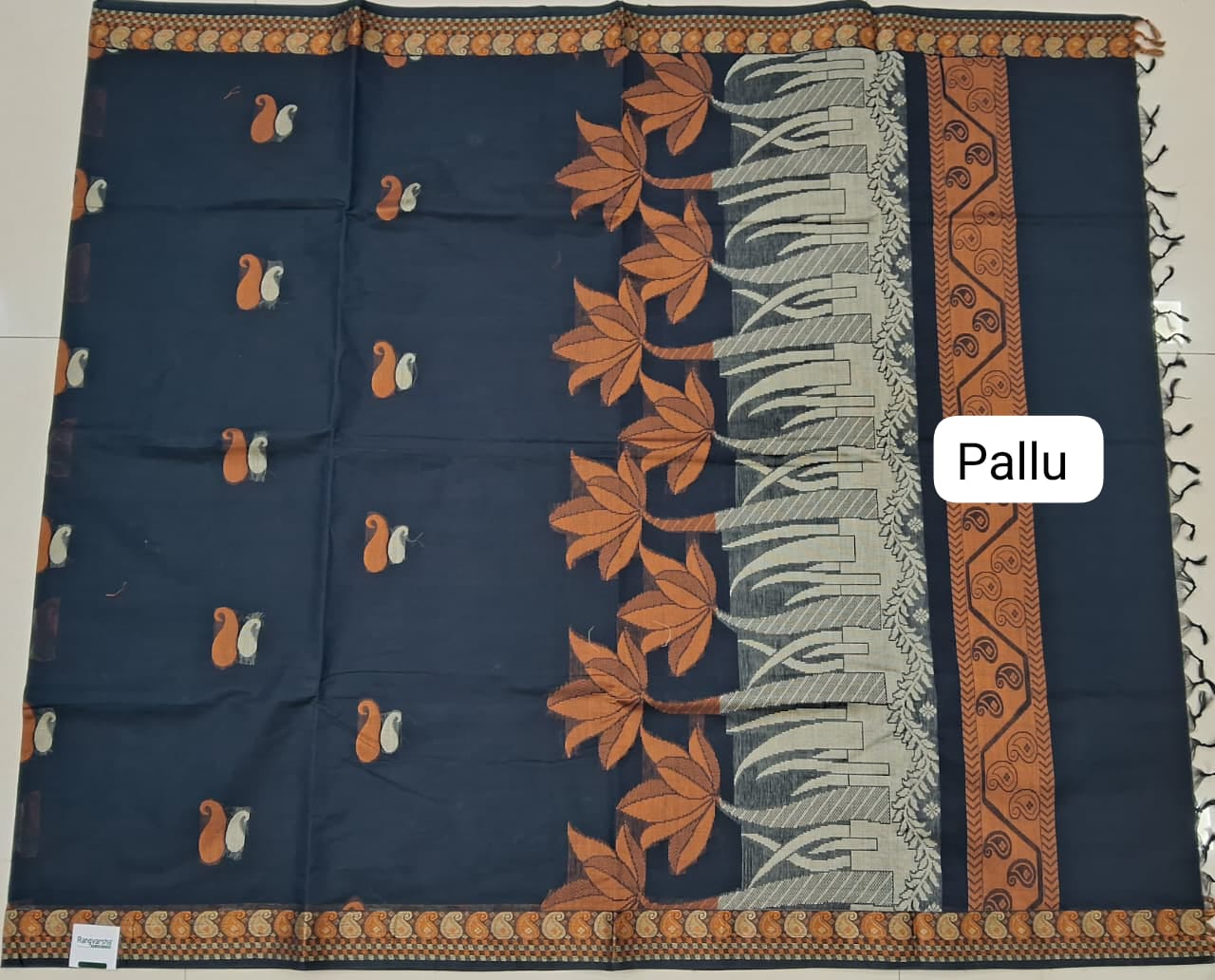 Deep Blue Kanchi Cotton Saree pallu