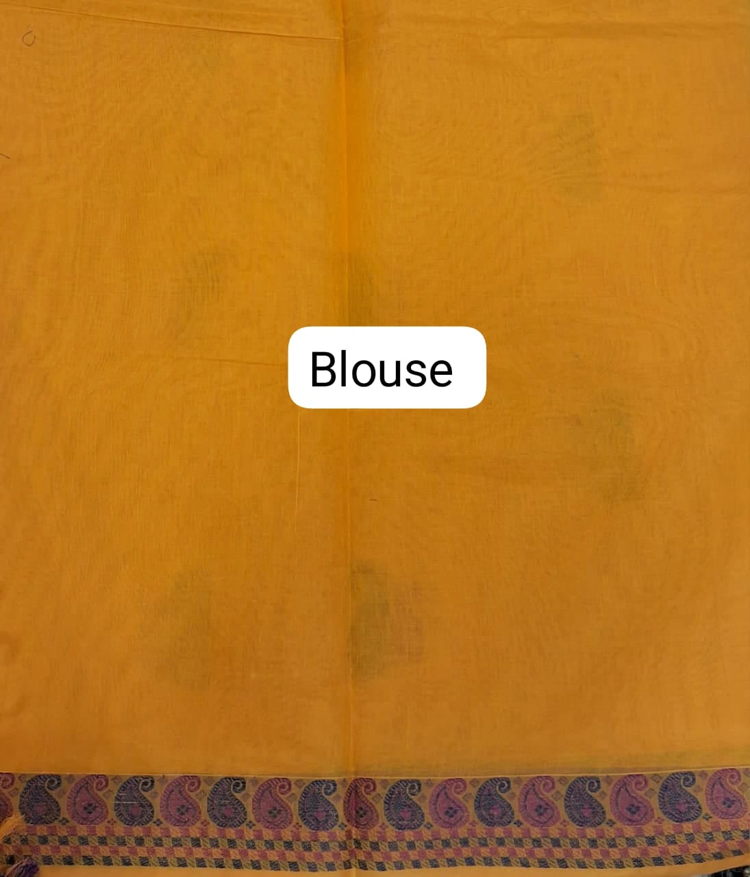 Radiant Mango Yellow Kanchi Cotton Saree blouse