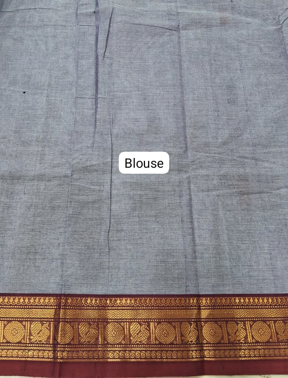 Metal Grey Kanchi Cotton Saree blouse