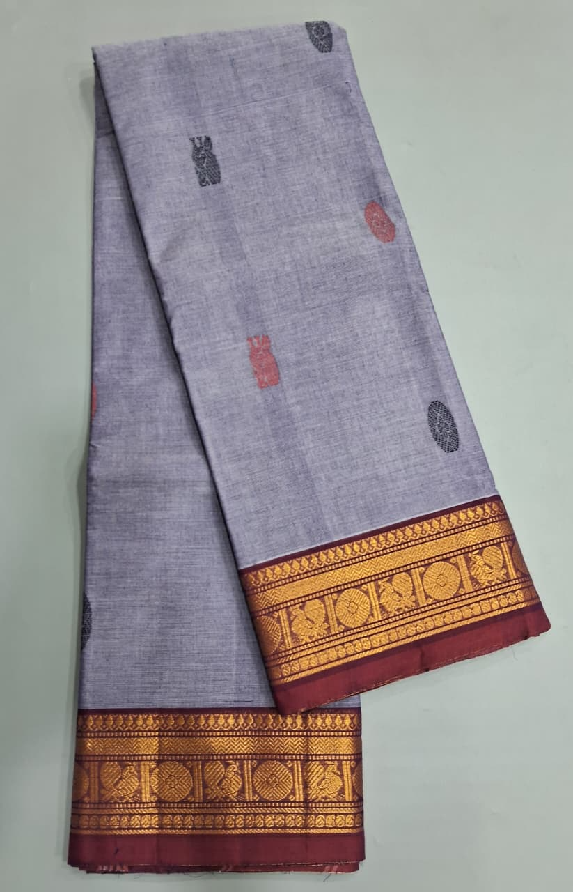 Metal Grey Kanchi Cotton Saree