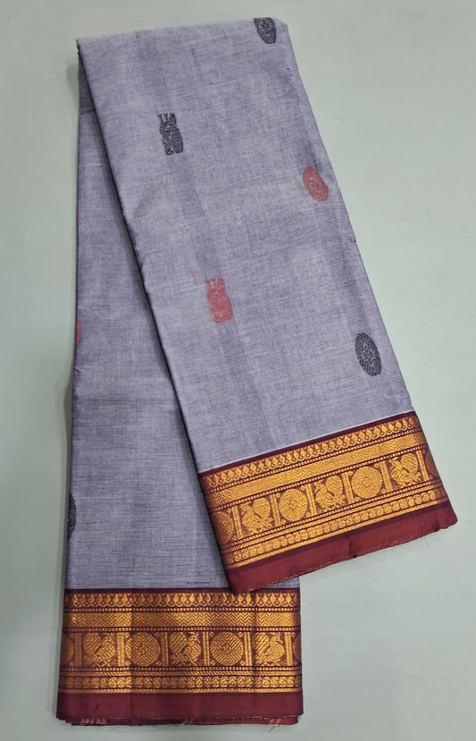 Metal Grey Kanchi Cotton Saree