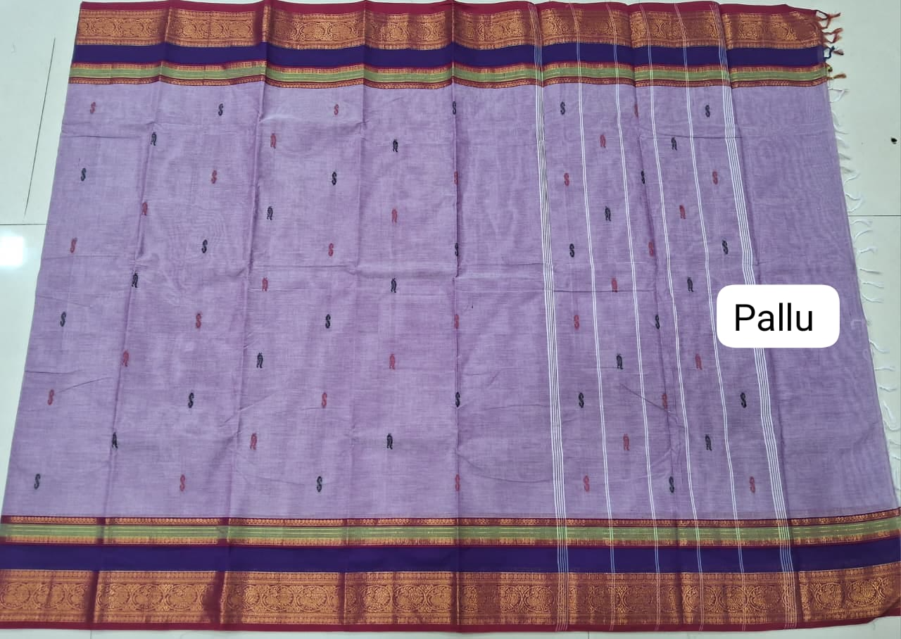 Lavender Kanchi Cotton Saree pallu