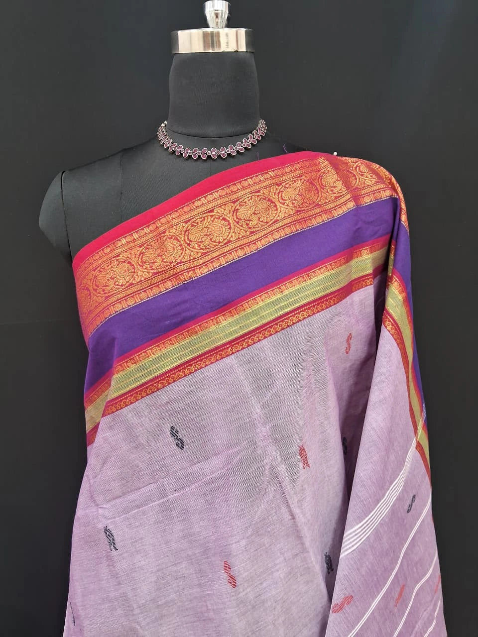Lavender Kanchi Cotton Saree 1