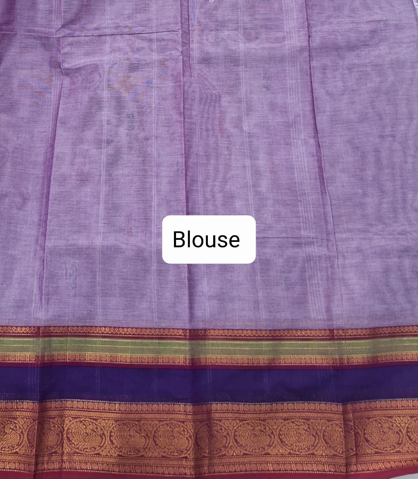 Lavender Kanchi Cotton Saree Blouse