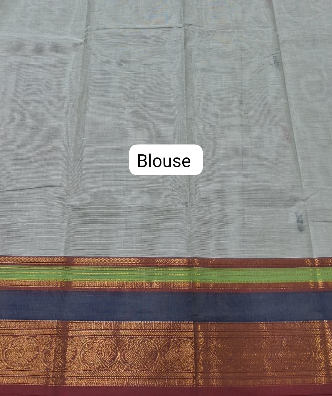 Grey Kanchi Cotton Saree blouse