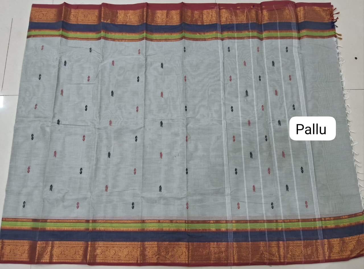 Grey Kanchi Cotton Saree pallu