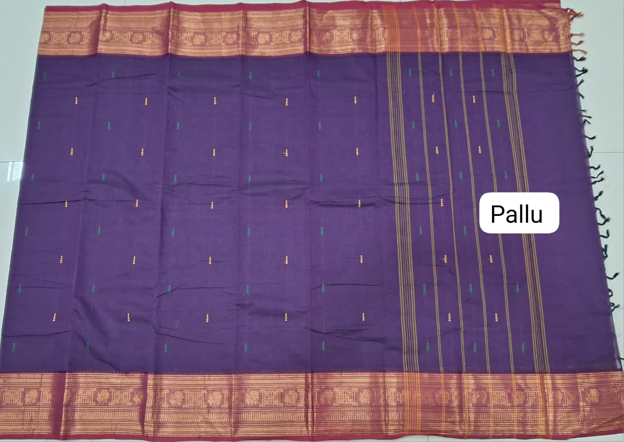 Purple Kanchi Cotton Saree pallu