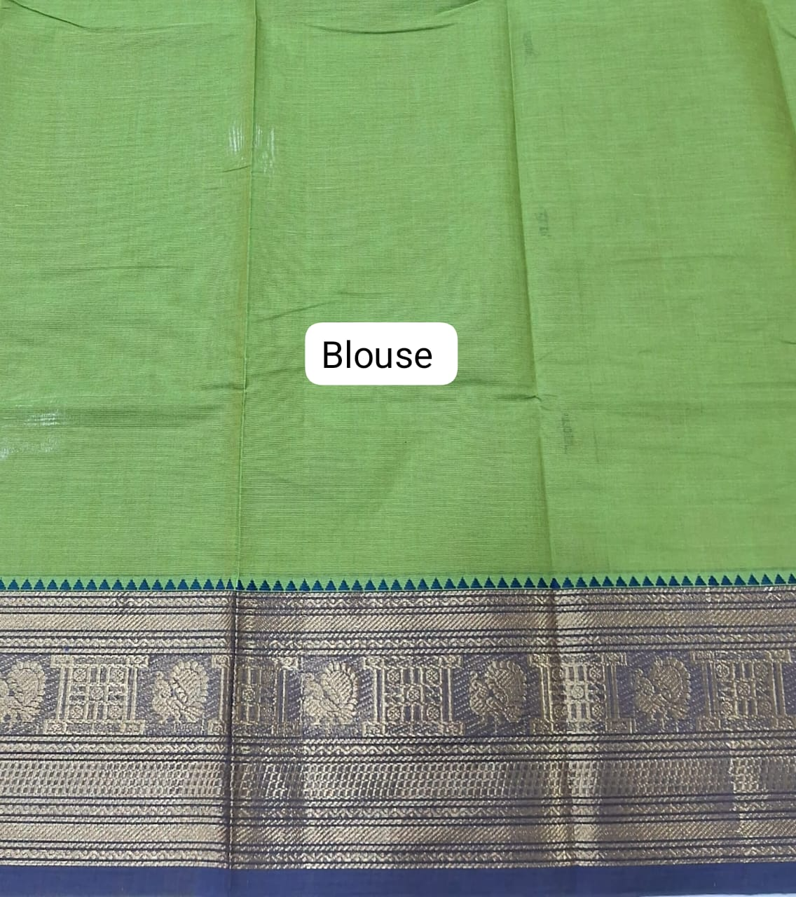Leaf Green Kanchi Cotton Saree blouse