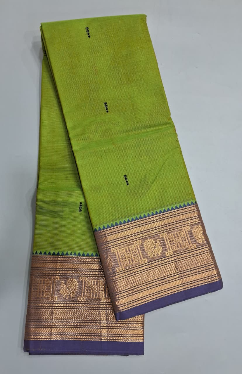 Leaf Green Kanchi Cotton Saree