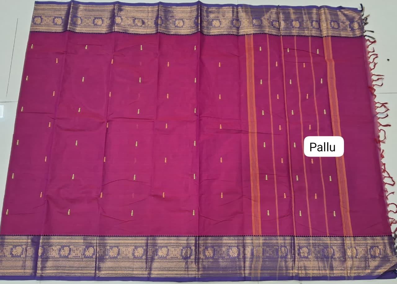 Dark Pink Kanchi Cotton Saree pallu