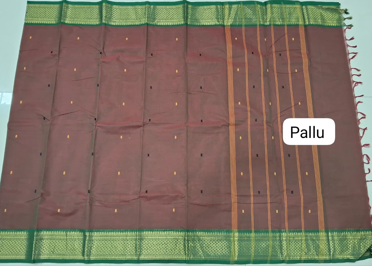 Brown Kanchi Cotton Saree pallu